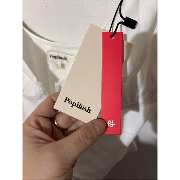 Brand New Popilush Women’s Large White Sleeveless One Piece Body Suit - Picture 5 of 6